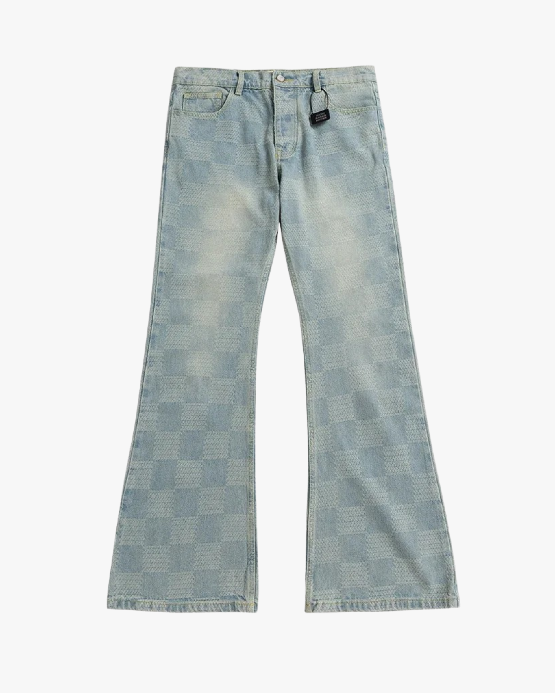 Fadeout Checkered Flare Jeans